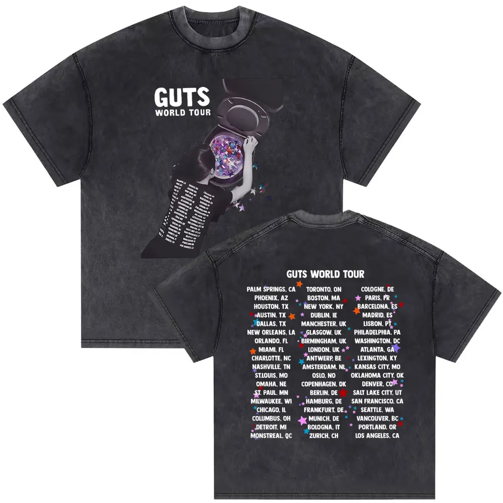 

Washed Vintage Vampire Guts 2024 World Tour Concert T-shirt Unisex Vintage Oversized Tops Tees Men Women Fashion Casual T Shirt