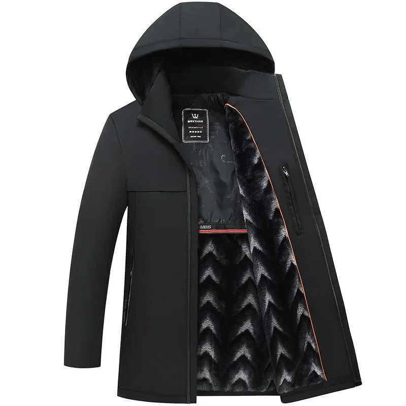 Mannelijke Waterdichte Parkas Lange Jas Nieuwe Winter Slanke Warme Jas Heren Herfst Capuchon Casual Merk Winddichte Bovenkleding Hoed Parkas Jas