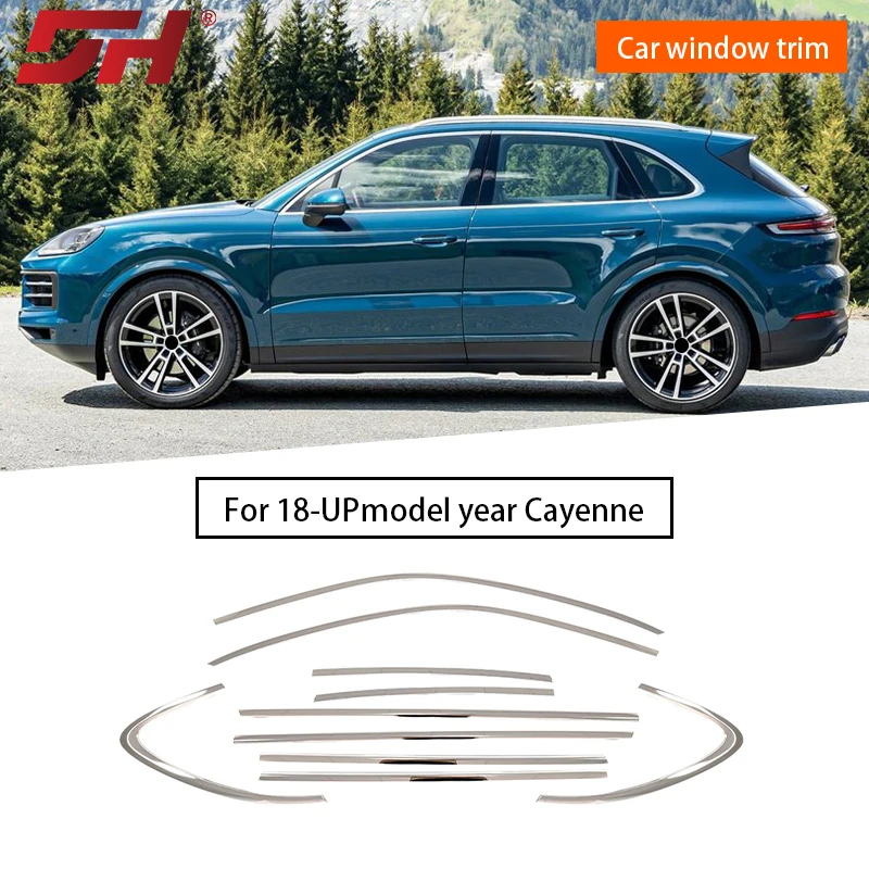 

Car Stainless Steel Window Trim Gloss Silver for Porsche Cayenne 9Y0 2018-UP