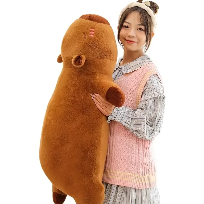 45/65cm Cute Stuffed Capybara Plush Toy Giant Sleep Hugging Body Pillow Bed Creative Long Pillow Home Decor