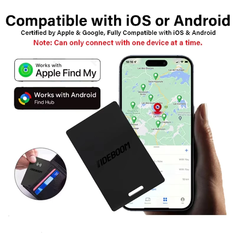 

K5 Ultra Thin Tracker Card for Apple/android Dual System Key Luggage Wallet Gps Locator Tag Works with Google Find My Device