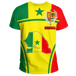 Senegal afrikanischer Männer -T -Shirt, 3D -gedruckter Mantel, runde Farbplatten, lose kurzschlindige T -Shirt, Sport Mode, Sommer 10 Hauptverkaufshemd Senegal - №2