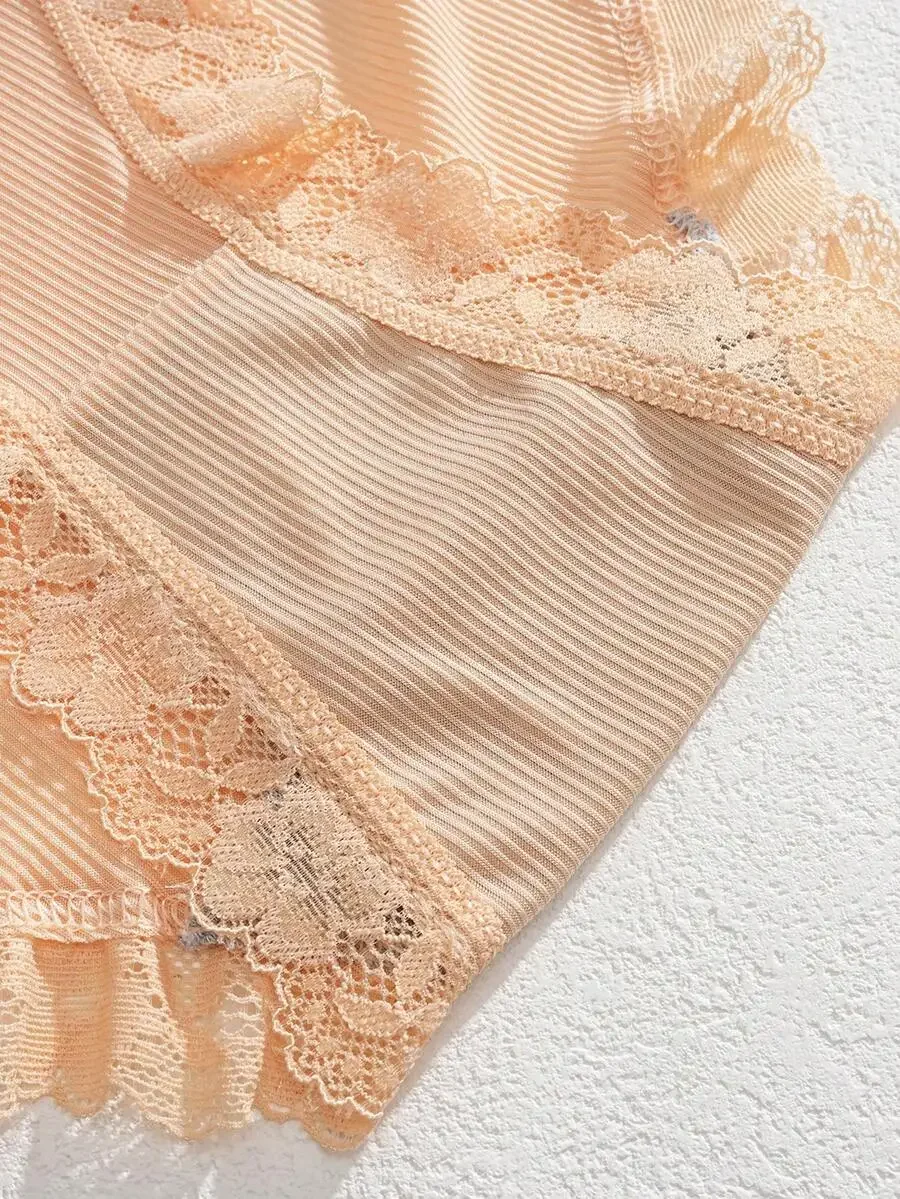 

4pcs High Waist Lace Patchwork Soft Breathable Womens Briefs Set S-XXL