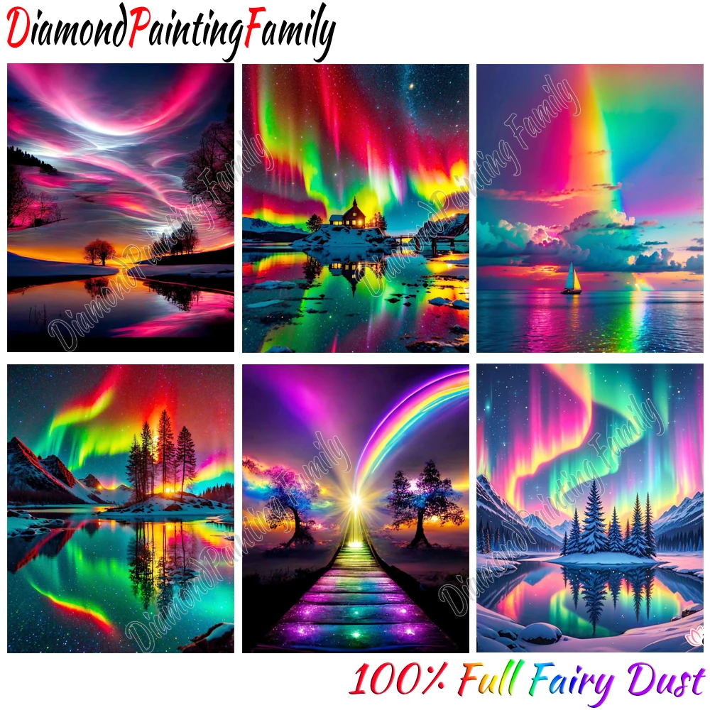 

Алмазная картина, семейная полная фея, пыль, кристалл, смола, алмазное искусство, красочная Аврора, AB, дрель, набор для вышивания, наборы для рисования мозаикой