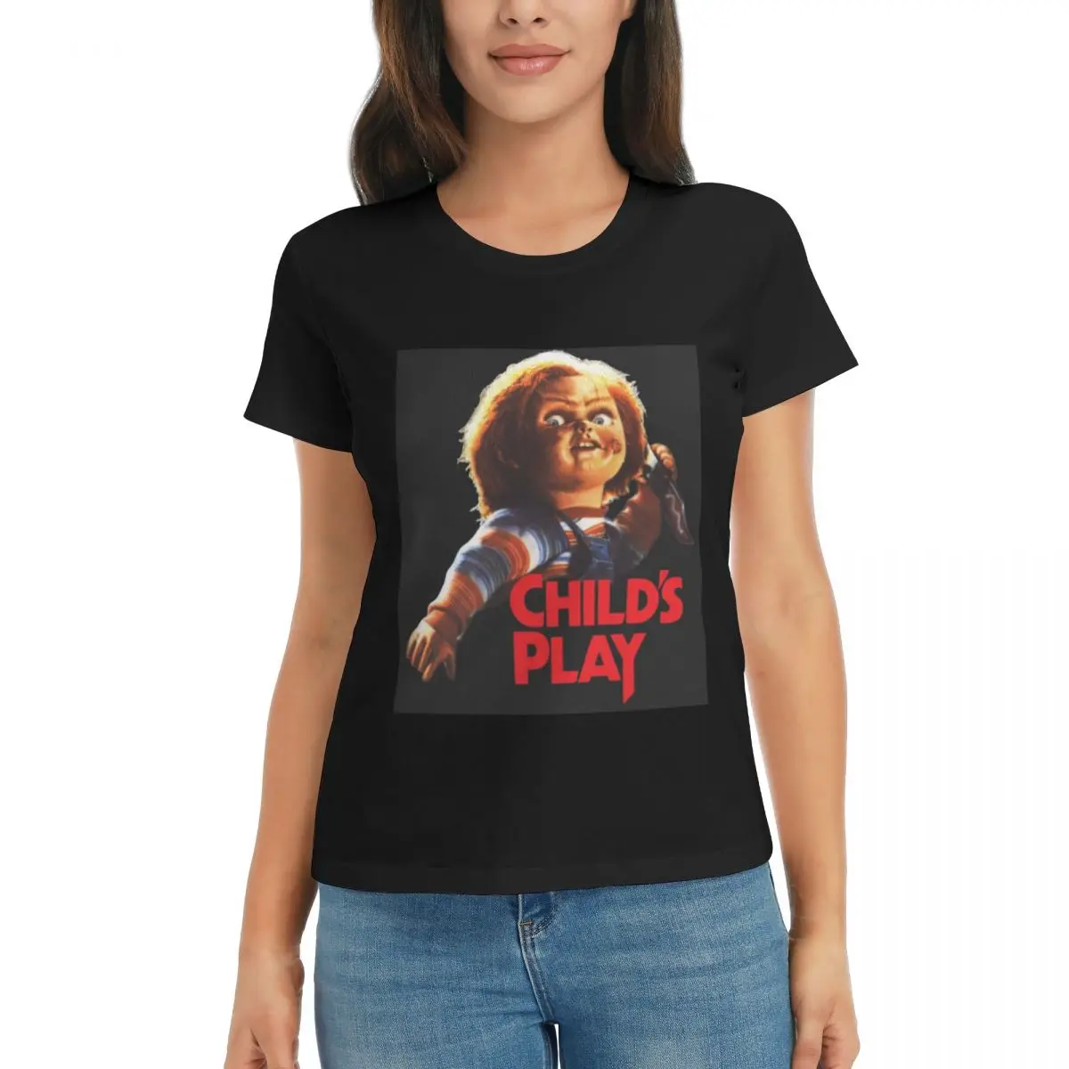 

Women T-Shirt Chucky See You In Hell Summer Short Sleeve Tees Crew Neck Cotton T Shirts Clothes Tops Streetwear