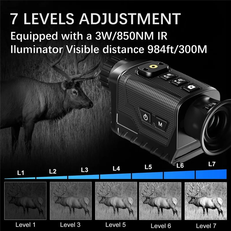 تتضمن حزام الرأس ABGI نظارات مراقبة للتخييم أحادية الرؤية الليلية Super MINI 4K مع حزام مطاطي