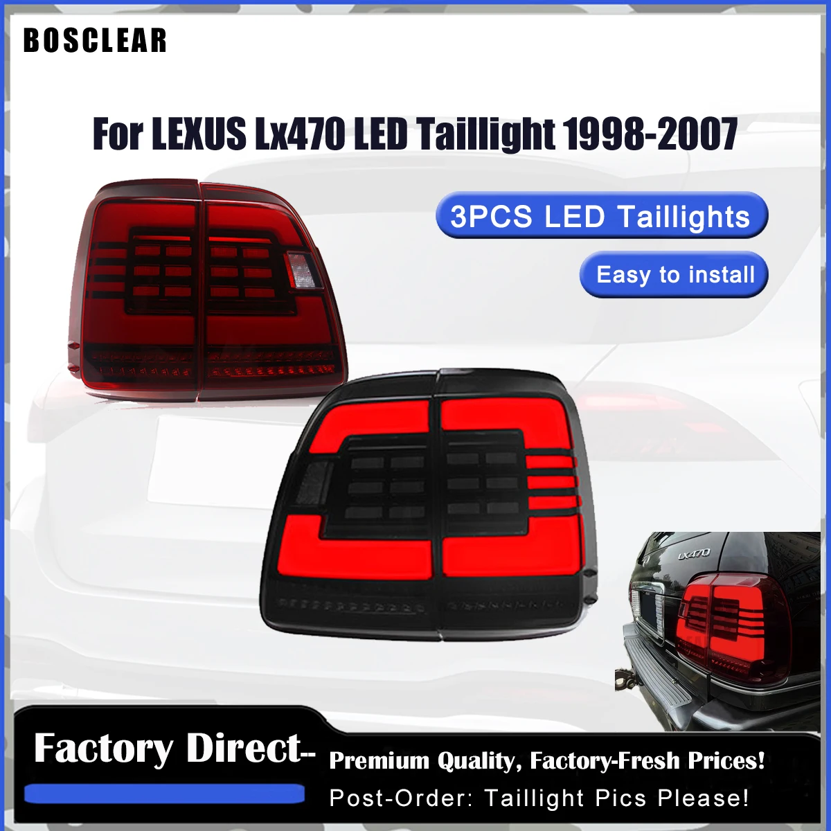 

LED Taillight for Lexus Lx470 Car Accessories 1998 1999 2000 2001 2002 2003-2007 Taillamp Signal Turn Signal Rear Lamp Stop Lamp