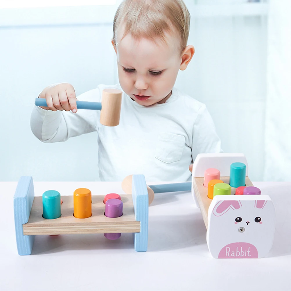 

1 set Hammering Toy Kids Educational Plaything Cartoon Piling Table Whack Game Wooden Learning Tool for Early Development