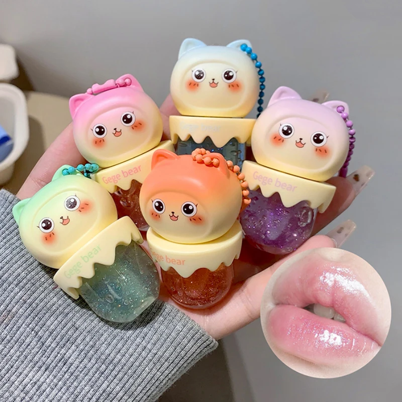 Gege Bear Sweet Fruit Extract Lip Oil Long-Lasting Moisturizing and Hydrating for Autumn and Winter, Colorless Layering for a Natural Look, Non-Sticky, Non-Greasy, Non-Heavy Lip Care.