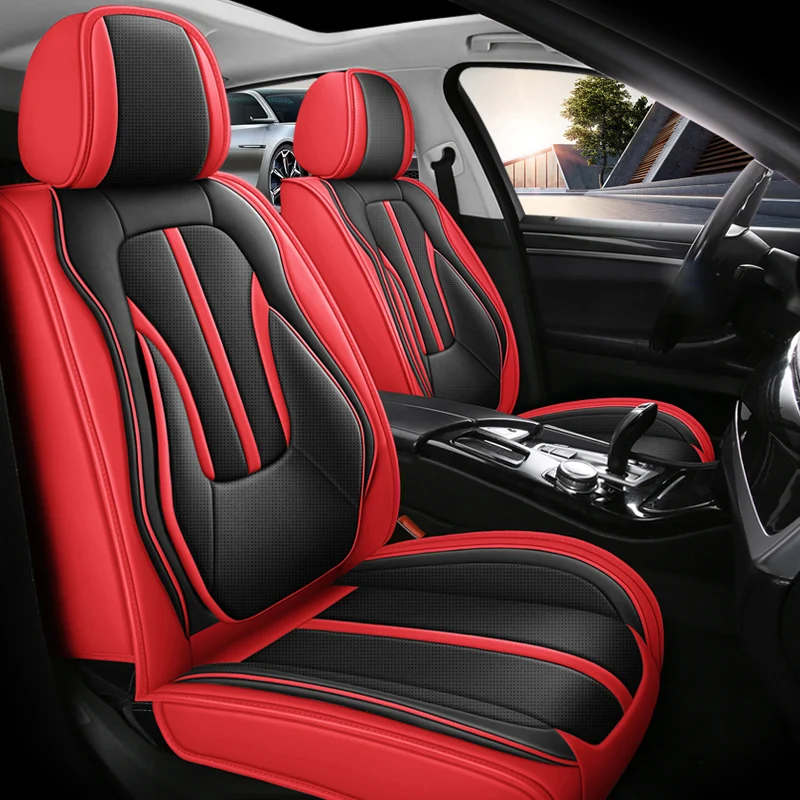 Waterproof Nappa Leather Car Seat Covers Five-Seater Full Set For Front Rear Bright Tan Color Fancy Design-for Accord Civic