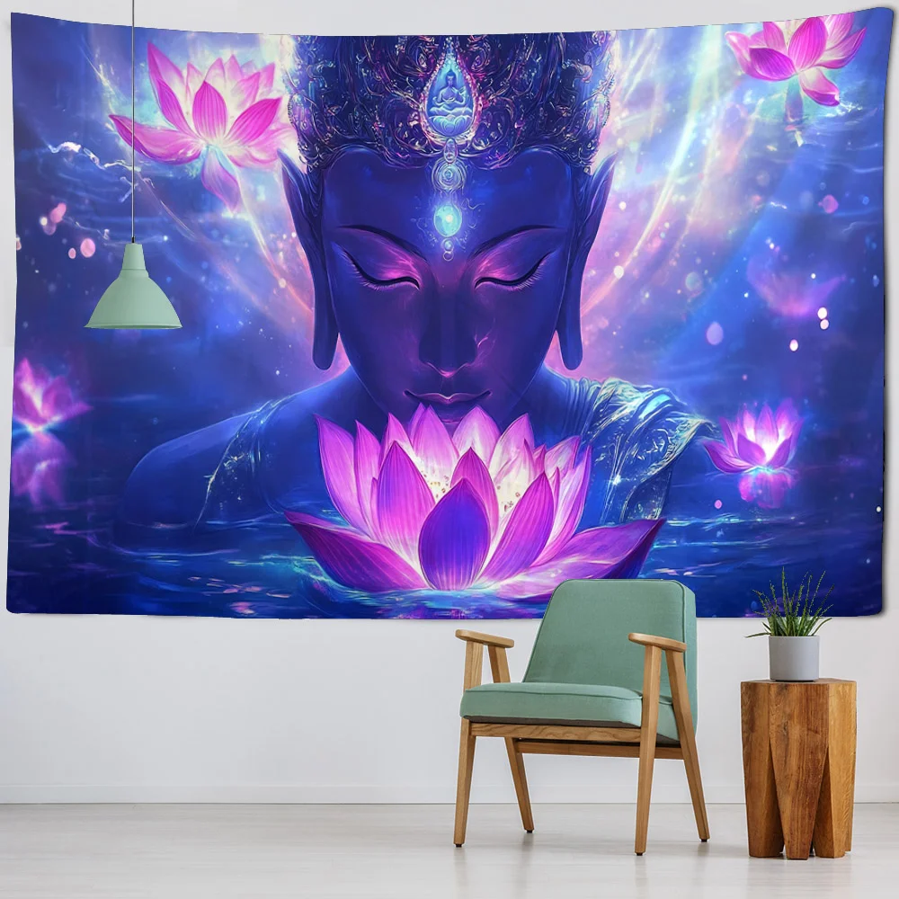 Meditation Buddha Statue Tapestry Wall Hanging Bohemian Home Art Decoration Hippie Wall Hanging Cloth Background Poster