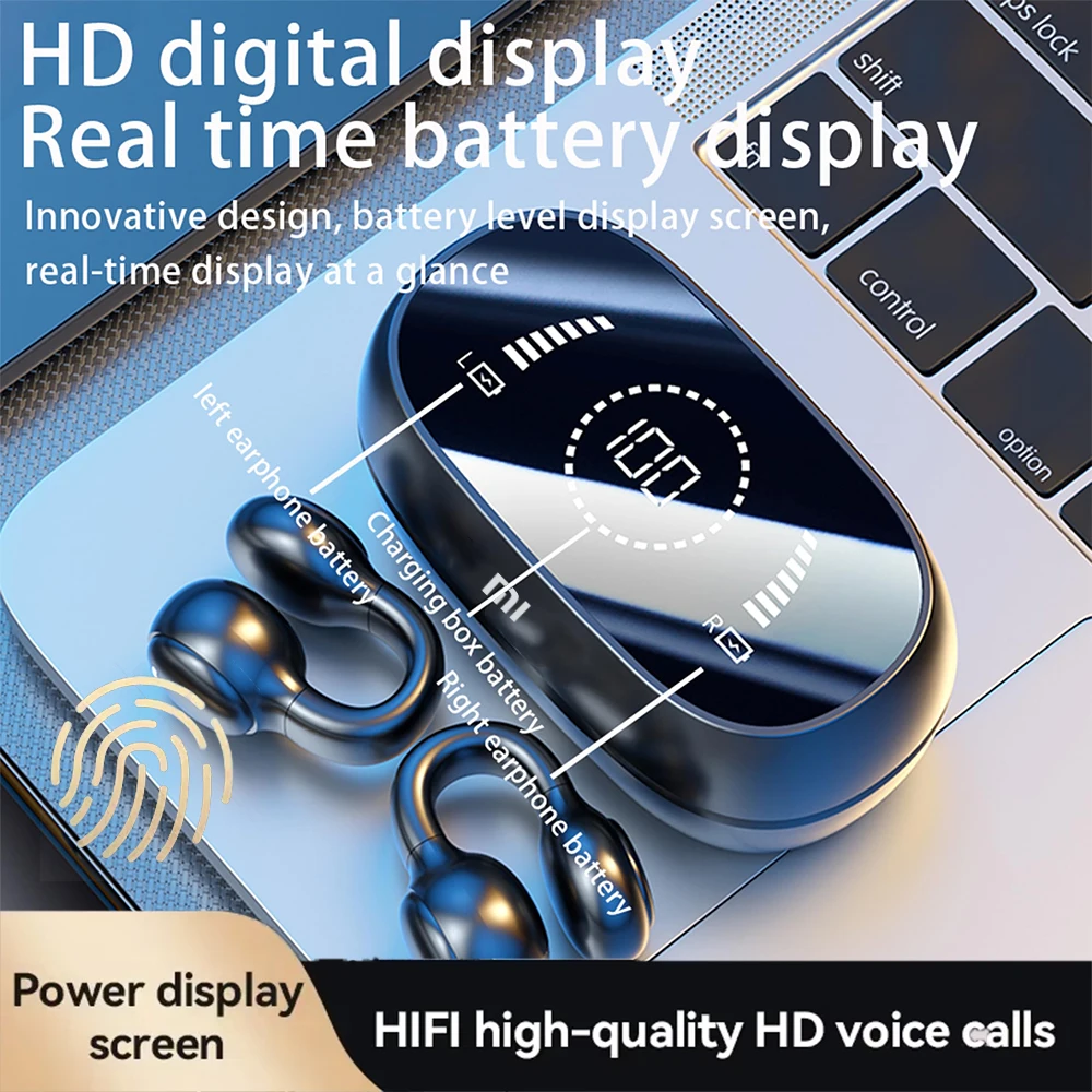 سماعات أذن لاسلكية من Xiaomi بشاشة رقمية تعمل بتقنية البلوتوث للحد من الضوضاء، سماعات أذن من السيليكون الناعم، توصيل العظام للرياضة