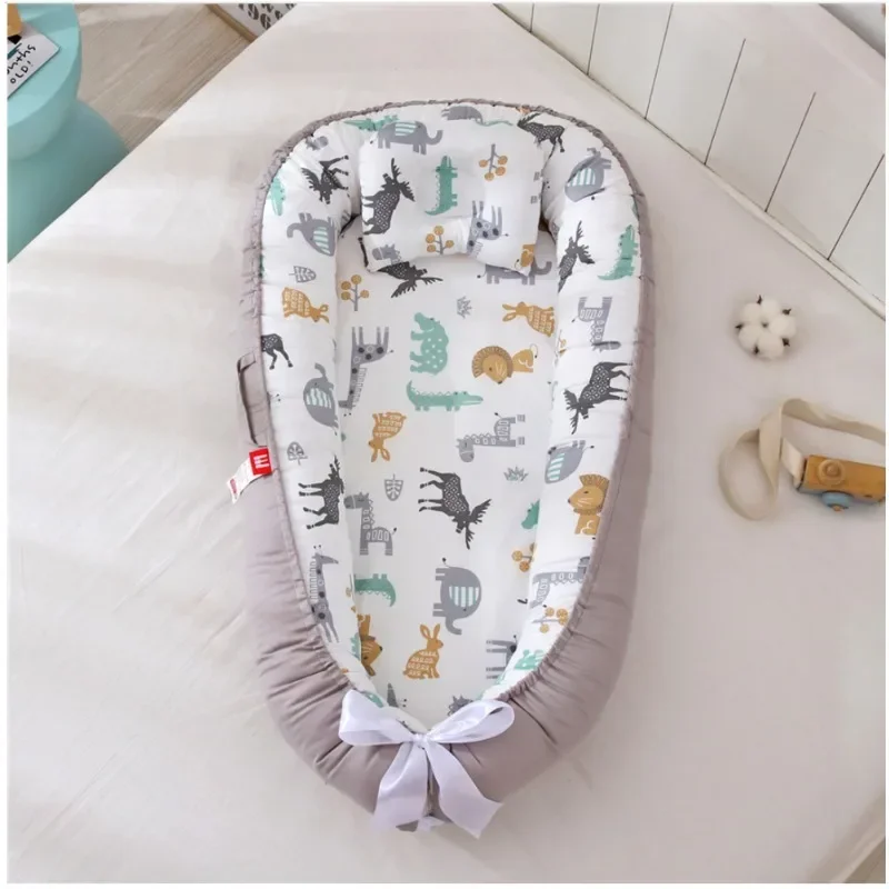 Breathable Cotton Removable and Washable Portable Crib Mid-bed Bionic Baby Nest Baby Pillow Travel Crib