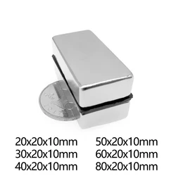 40x20x10 mm 20x20x10 Quadrate Strong Powerful Magnets 50x20x10 mm Strip Permanent Neodymium Magnet 30*20*10 60x20x10 80*20*10