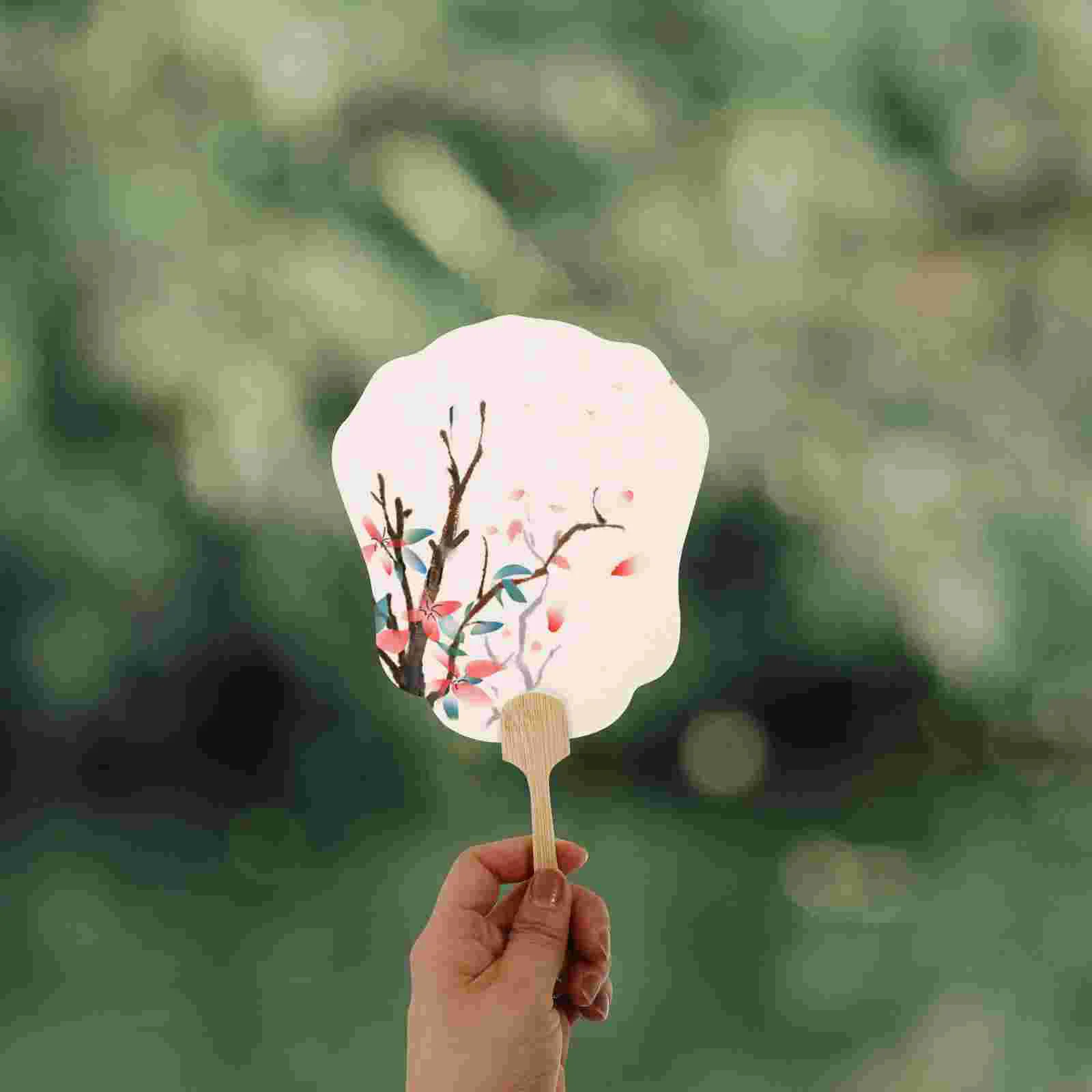 

5 Pcs Tuanfan Painting Production Paper Handheld Blank DIY Graffiti Fans Drawing Child