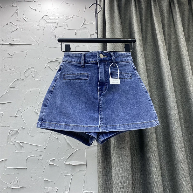 Women Black Goth A-line Denim Skirt Vintage Aesthetic Y2k Jean Skirt Harajuku Korean Mini Short Skirt 2000s Clothes Summer 2024