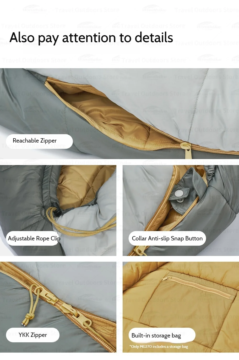 Naturehike Outdoor Warm Mujin PRO Mumienschlafsack für Männer und Frauen, leicht, für Camping, Wandern, Bergsteigen, Reisen, tragbar – Detail 19