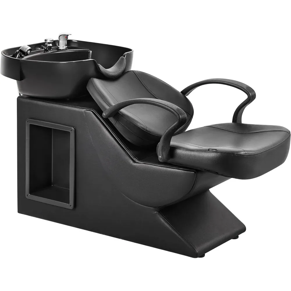 

Shampoo Bowl and Chair Set for Salon, Hair Washing Station for Hair Stylist, ABS Shampoo Bowl Sink Chair with Side Store
