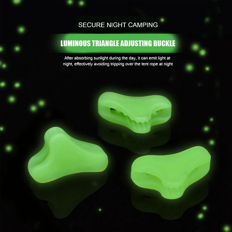 Outdoor Camping Luminous Rope Buckle Tent Pull Rope Luminous Anti-Slip Buckle Rope Buckle Tent Accessories