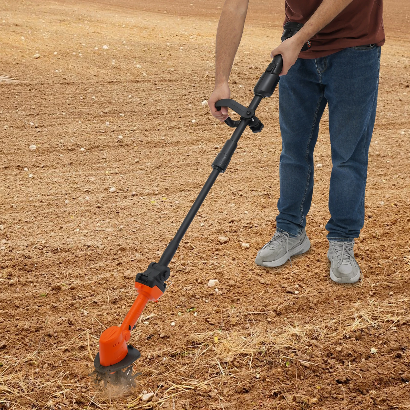 

21V Cordless Mini Tiller Cultivator Electric Garden Tiller Battery Powered Handheld Tiller Cultivator with Pole Tiller Cultivato