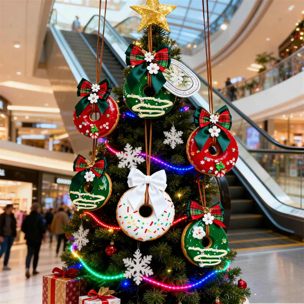 Cuerda colgante con sabor a pistacho verde Chocolate, serie Sundae de Donut redondo 3D, modelo de postre falso incluido, juguete dulce Gourmet de 8,5 cm