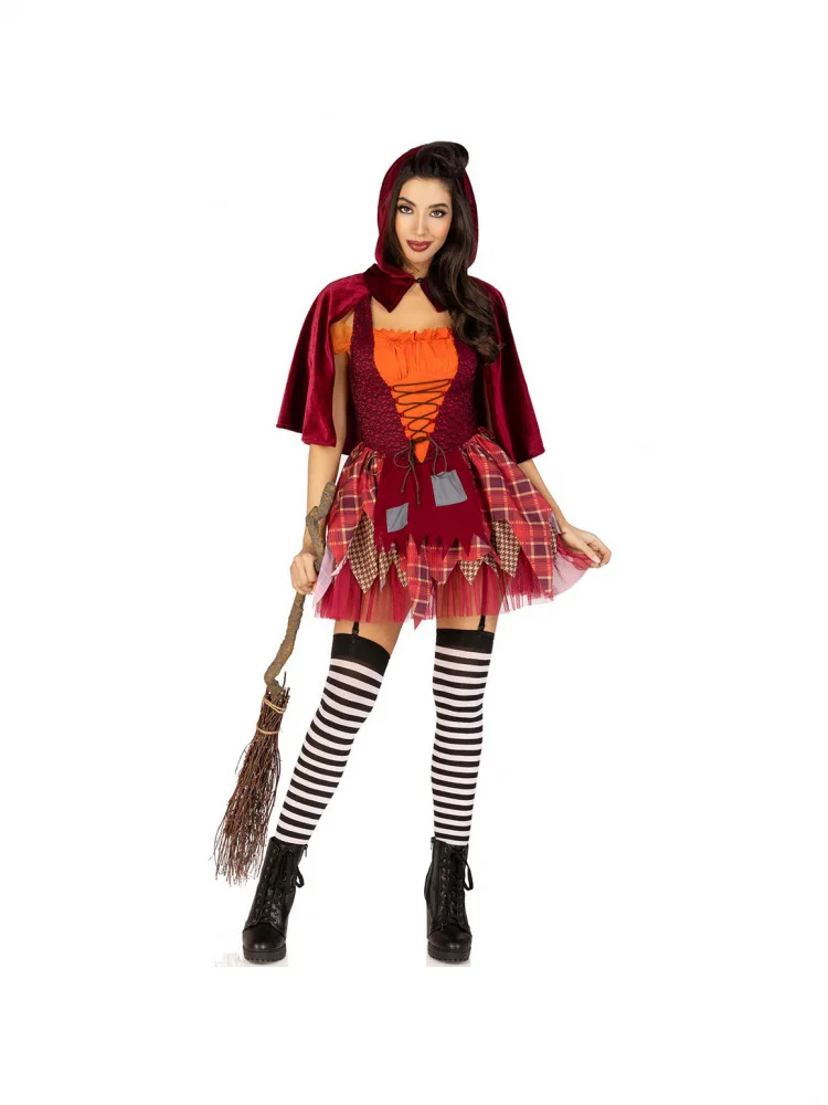 

Костюм ведьмы на Хэллоуин, костюм волка и злой Красной Шапочки, женская одежда для ролевых игр и косплея, с высокой талией, из полиэстера.