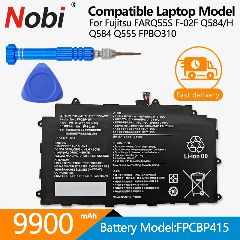 

NOBI FPCBP415 FPB0310 laptop Battery For Fujitsu FARQ55S F-02F Q584/H Q584 Q555 FPBO310 Battery 9900mAh 3.8V 38W