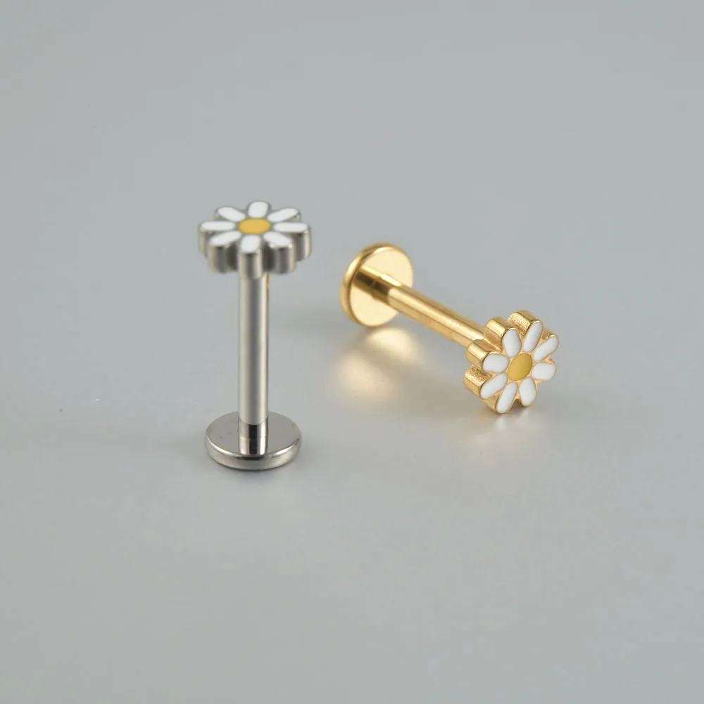 G23 Titanium Threadless Push In Labret Lip Rings