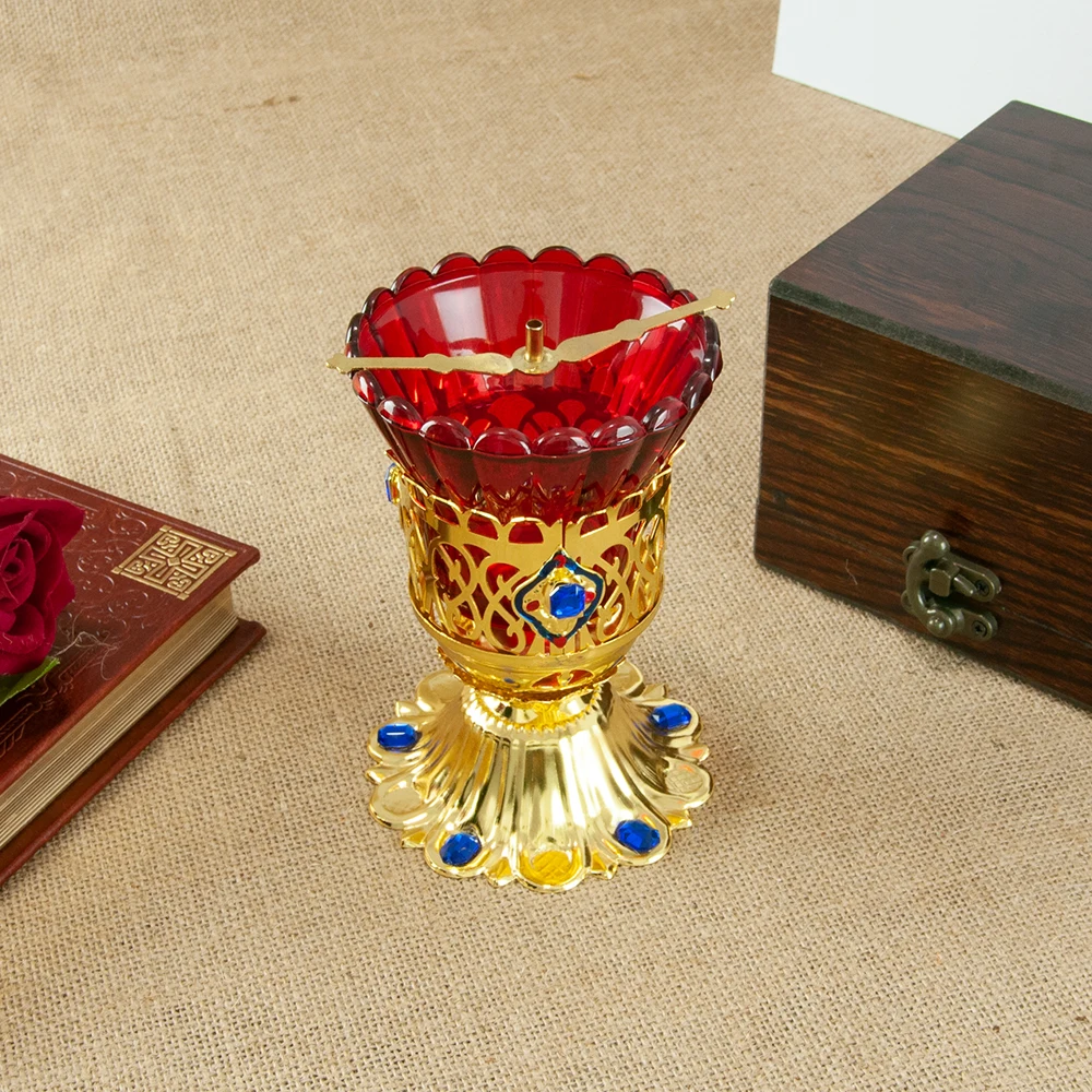 Neue orthodoxe christliche Öllampe 2026, orthodoxe Straföllampe mit rotem Glasbecher für religiöse Zeremonien und Geschenkbox für den täglichen Gebrauch