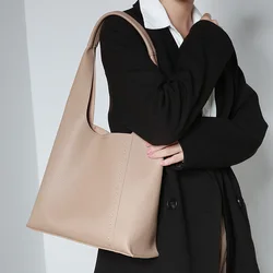 Casual Tote Bags Women Synthetic Leather Large Capacity Commuter Shopping Bag Sewing Shoulder Leisure Bag L137