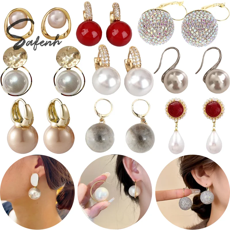 Sparkly Rhinestone Zircon Stud Earrings For Women Round Ball Crystal Earring Wedding Bridal Ear Jewelry Party Accessories Gift