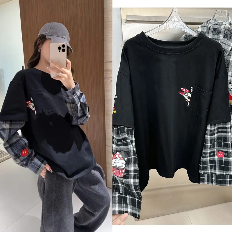 

KING повседневная антивозрастная длинная футболка све, женская весенне-осенняя новая лоскутная футболка с мультяшным принтом, мягкий удобный хлопок