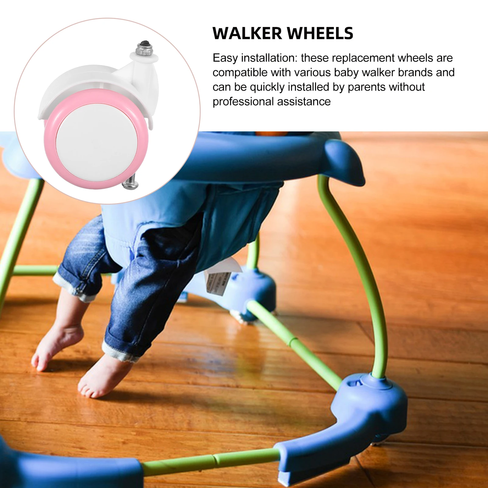 

2pcs Walker Wheels Replacement Plastic Rubber Silent Casters Anti-Slip Easy Install Universal No Noise Caster Wheel