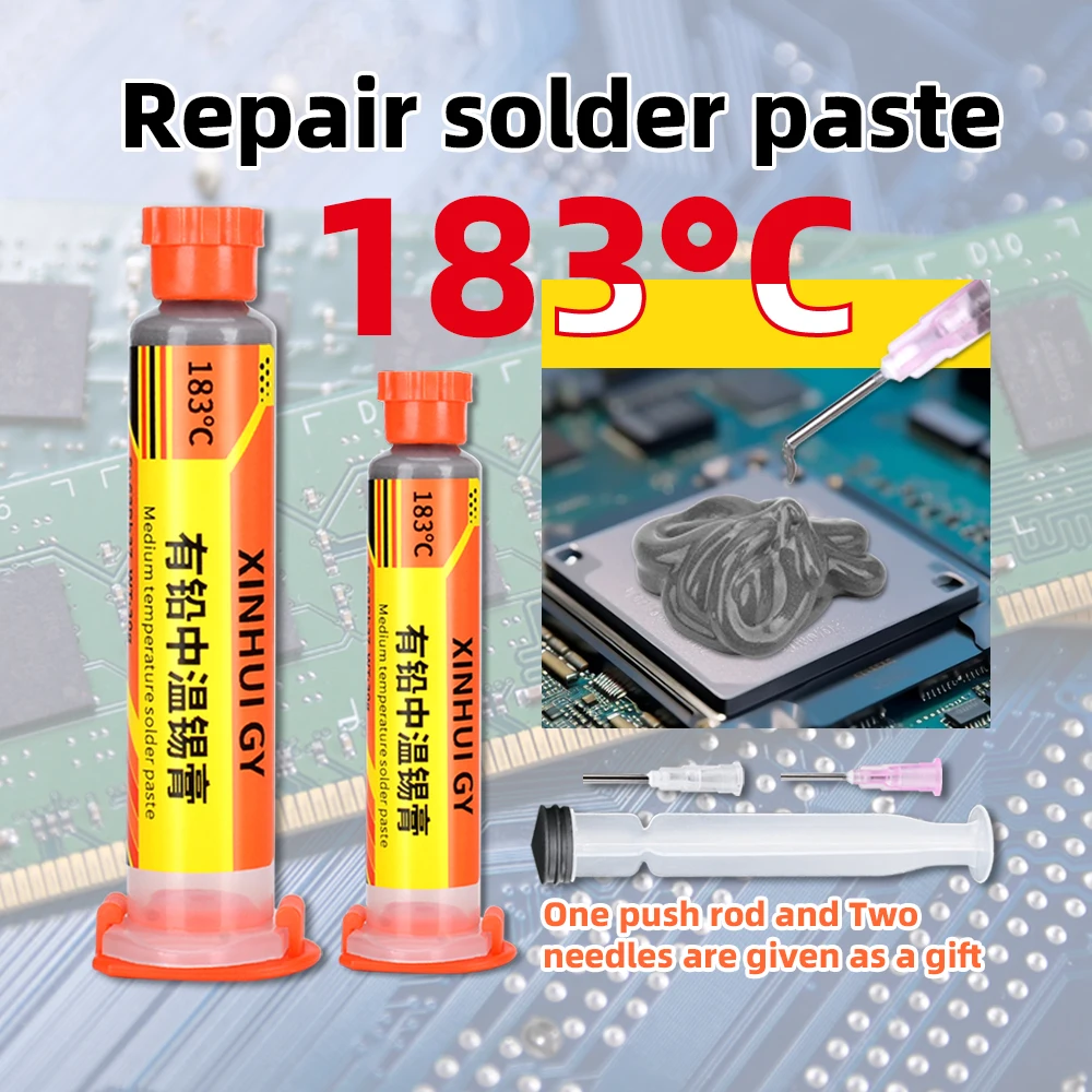 

183 solder paste has lead medium temperature solder paste used for BGA ball planting SMD patch solder paste 2024 new needle tube