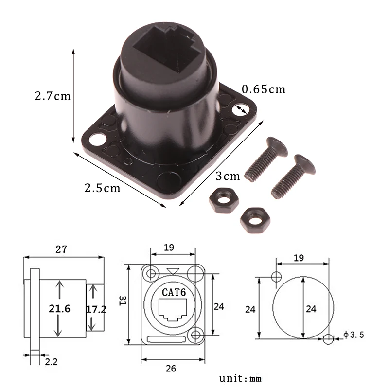 1set d typ wasserdichte DZ-RJ45TCAT6 buchse panel halterung erweiterung ethernet kabel netzwerk anschluss cat6 geschirmter internet adapter