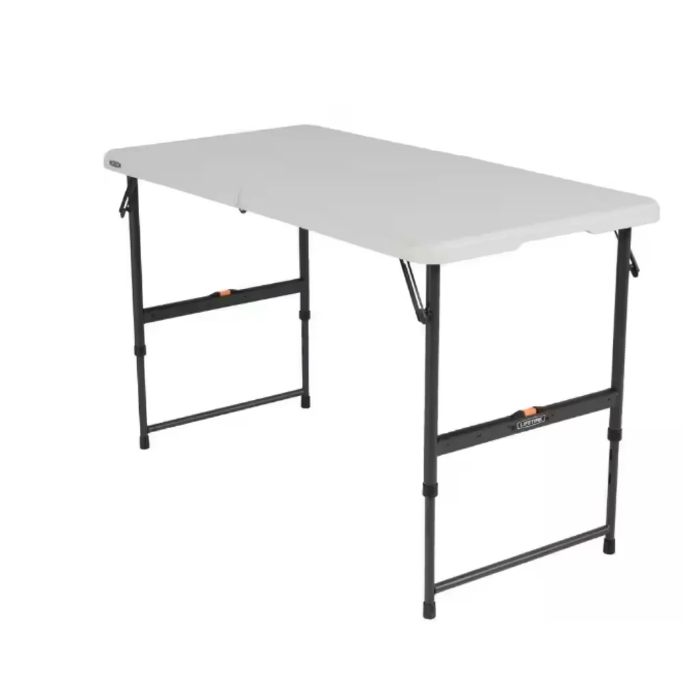 Adjustable Folding Table Portable Fold-in-Half Utility Foldable Table Dining Table Indoor Outdoor for Camping, Picnic and Party