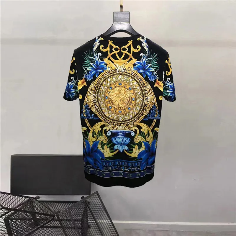 Europe and the United States men\'s 2024 summer new Round neck Short sleeve vintage print fashion Casual T-shirt