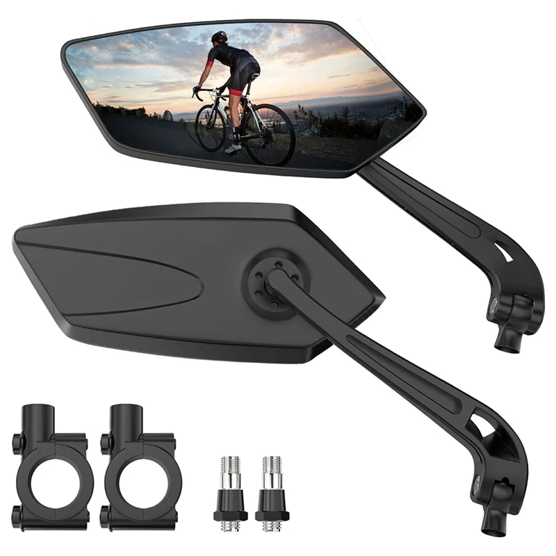 Bike Mirror 2 Pack, Bike Mirrors Handlebar Rearview Mirror, 360° Rotatable Bike Rear View Mirror, Safe Wide Angle HD Easy To Use