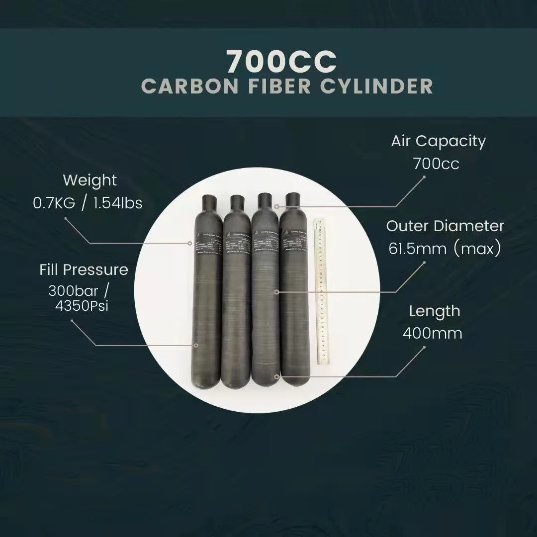 Alsafe 0.7L 700cc 30Mpa 300Bar 4500Psi cilindro in fibra di carbonio HPA filettatura serbatoio M18 * 1.5