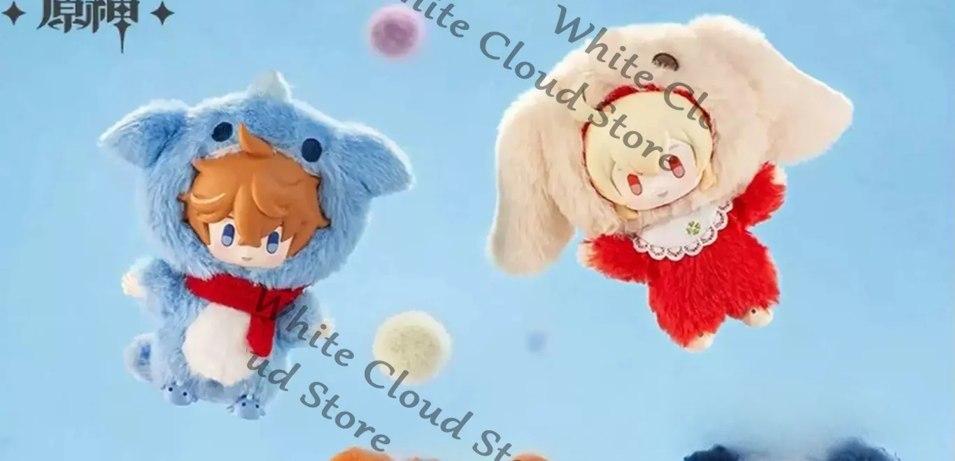 Genshin Impact Klee Zhongli Tartaglia Neuvillette Citlali Cotton Fluffy Fuzzy Keychain Keyring Pendant 14.5cm Game Cosplay Fans