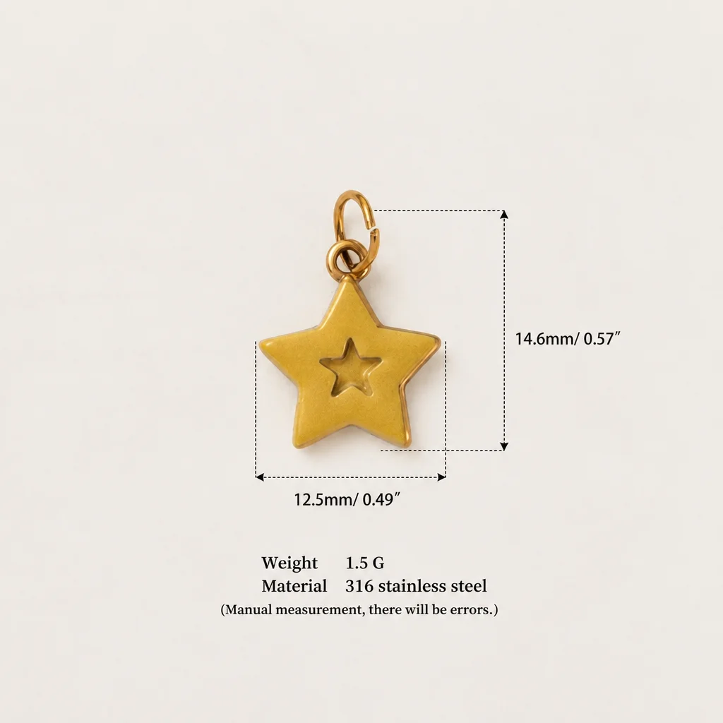 Modische und Trendige Neue Blatt-Stern 316 Edelstahl Wasserdichte Farbbeständige DIY-Anhänger Charms für Schmuckherstellung – Detail 6