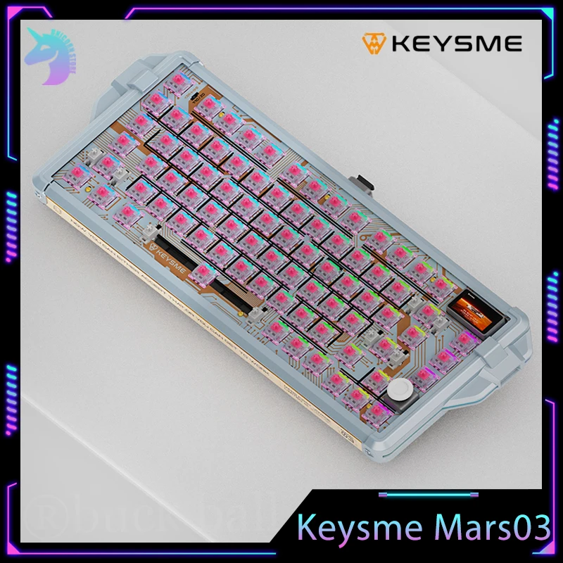 

Keysme Mars 03 Mechanical Keyboard Kit Wireless Bluetooth Keyboards Aluminum Alloy 3Mode Custom CNC Gasket Rgb Gamer Keyboard