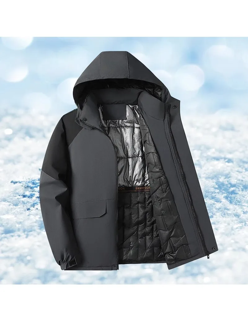 

Мужская зимняя утепленная куртка из хлопка с отстегивающимся капюшоном, прочная, теплая, для путешествий, из полиэфирного волокна, большие размеры