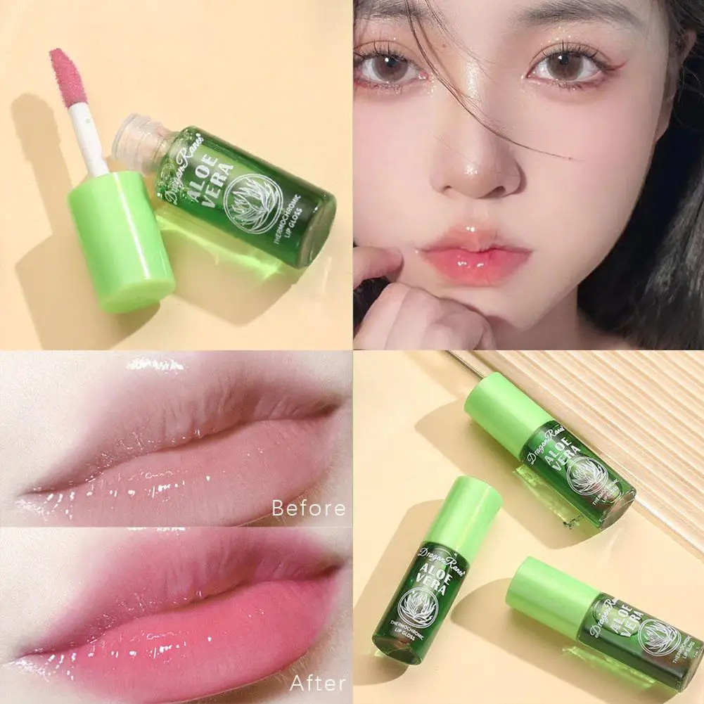 1PCS Waterproof Moisturizing Natural Aloe Essence Lip Gloss Changable Color Portable Long Lasting Nutritious Lipstick Lips Care