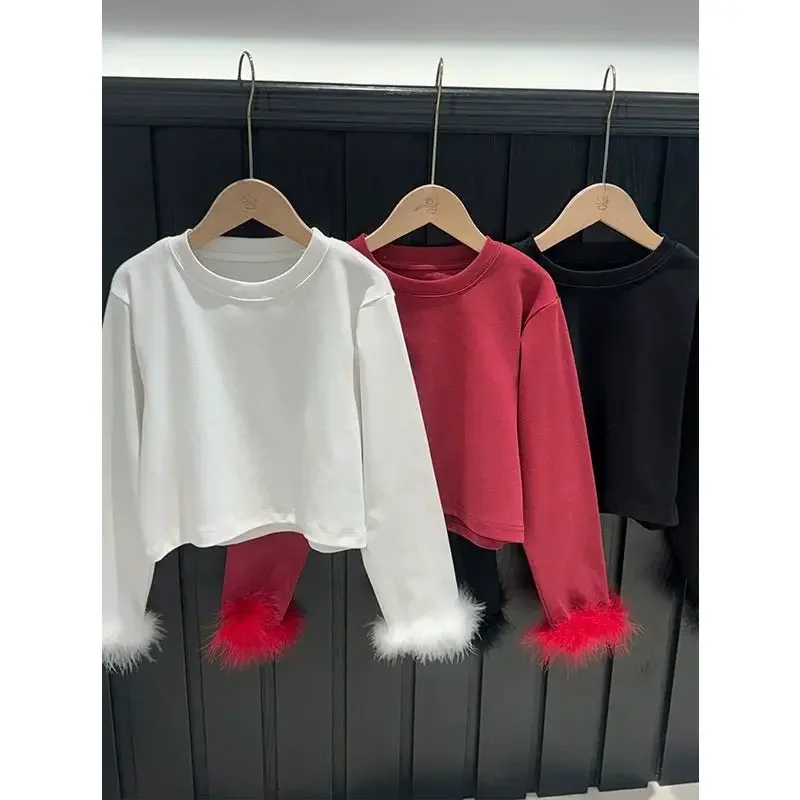 

Осенняя хлопковая блузка с кисточками для маленьких девочек, модный детский топ принцессы с длинными рукавами, От 2 до 8 лет