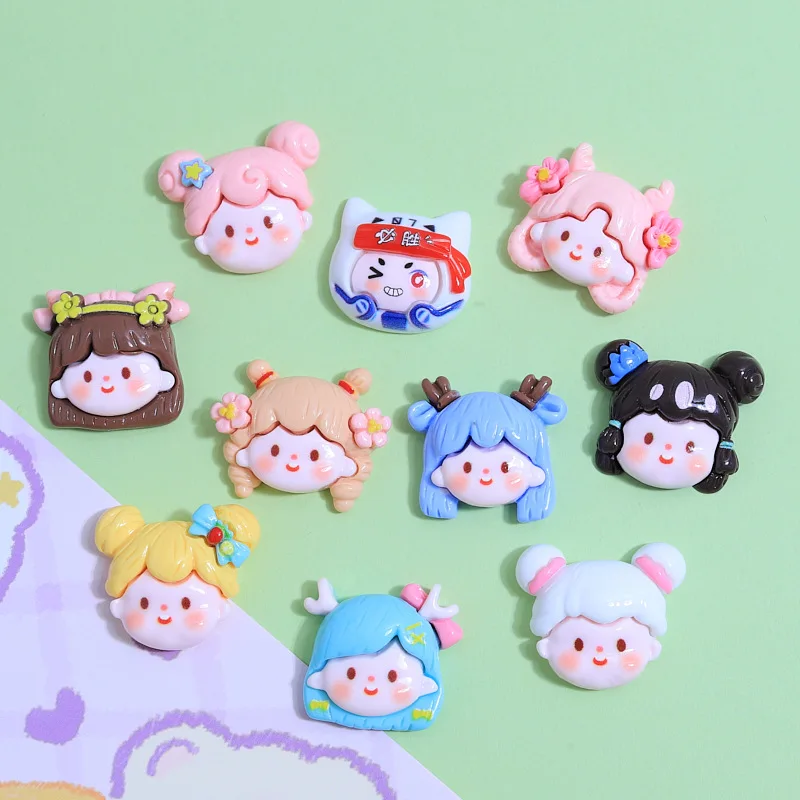 10pcs/lot Cute girl Cartoon Resin Flatback Supplies Diy Resin Accessories Crafts Materials  Scrapbooking Embellishment