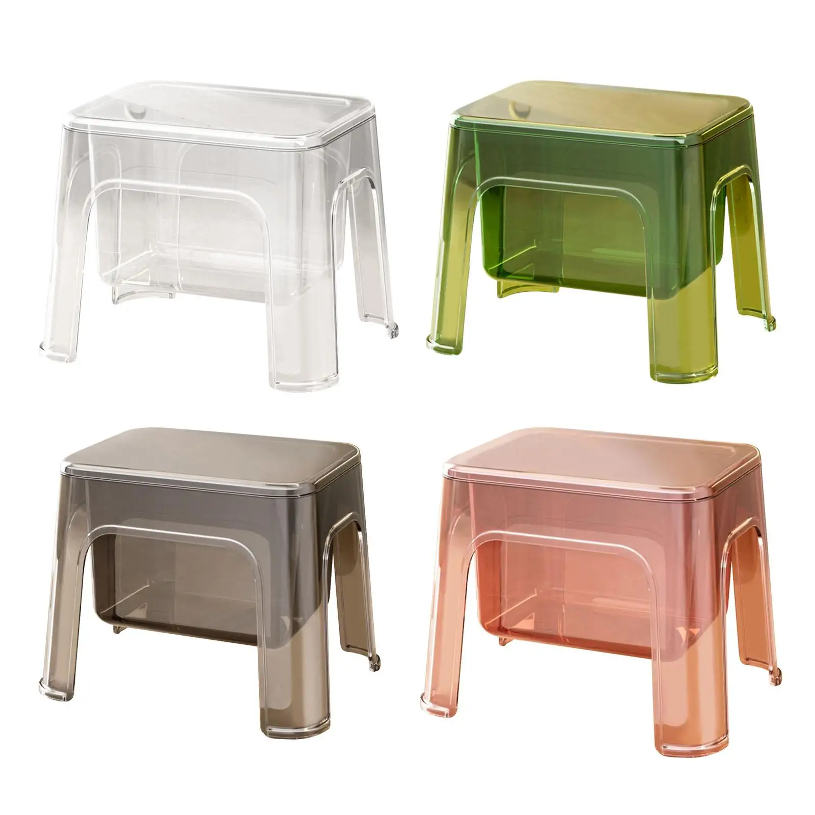 Step Stool Foot Rest Stool Transparent Stepping Stool for Kids Adults Minimalist Storage Ottoman for Kitchen Home Garage Bedroom