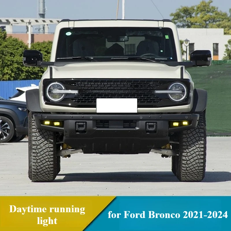 

Led Daytime Running Light DRL Front Bumper Fog Lamp 12V Single White/Yellow Lights Daylights For Ford Bronco 2021 2022 2023 2024
