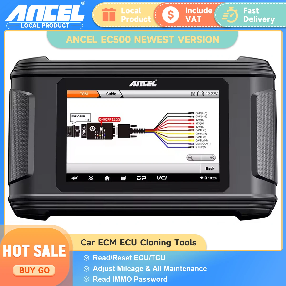 

ANCEL EC500 Read ECM ECU Flashing Cloning Reset Initialization Read Write EEPROM/Dflash/Pflash/MAP OBD2 Car Diagnostic Tool