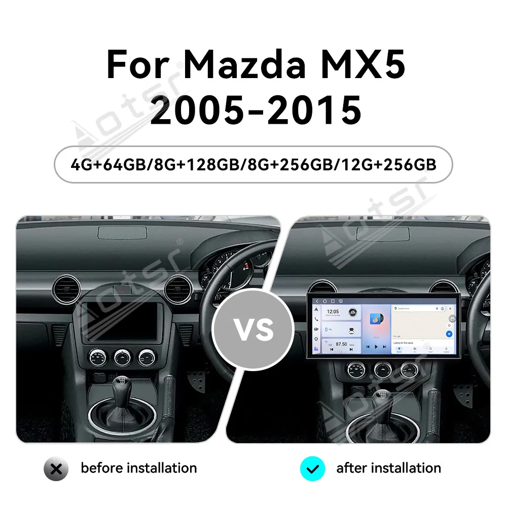 15.8 Inch Full HD Touch Screen Car Stereo Powerful Android 15 System GPS Navigation Premium Audio Radio For Mazda MX5 2005-2015